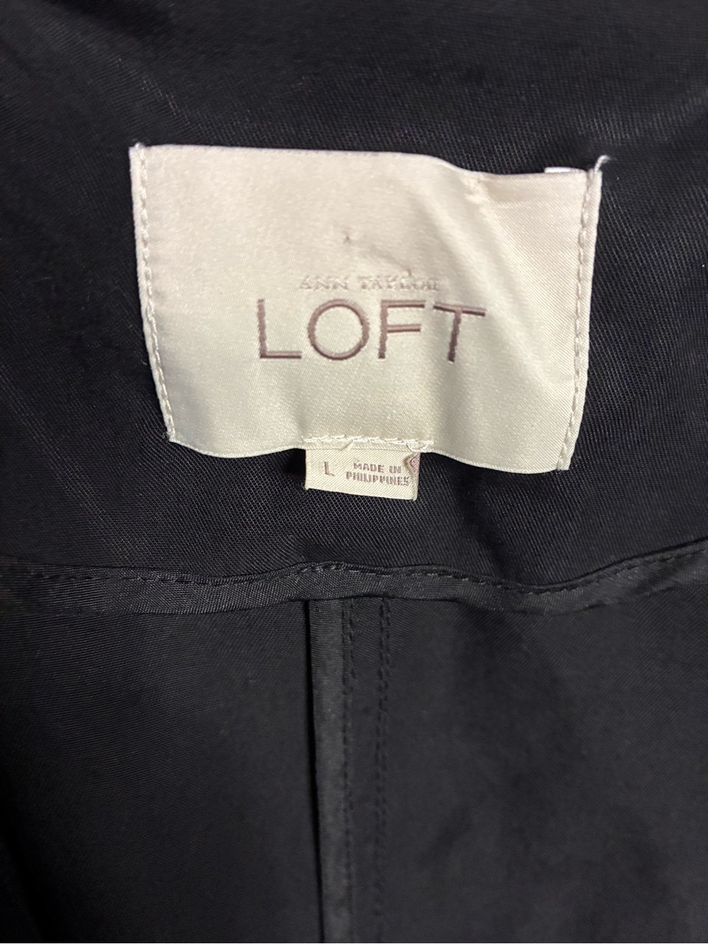 LOFT Black Lightweight Double-Breasted Jacket with Gold Buttons - Picture 8 of 8